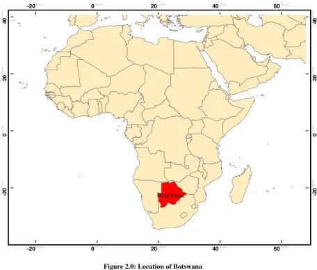 Figure 2.0: Location of Botswana 