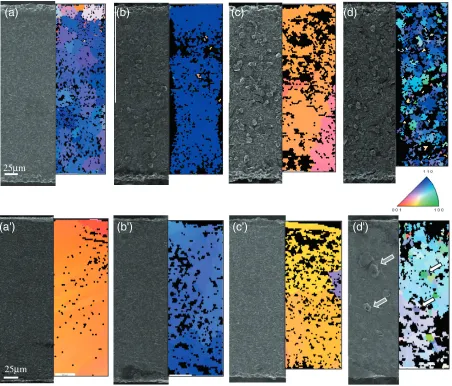 Fig. 5Changes in FIB-SIM images of surface morphology and EBSD map with thermal cycling treatment