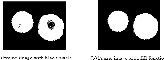 Figure 4. Example of the fill function applied on a binary frame image (depicted in (a))