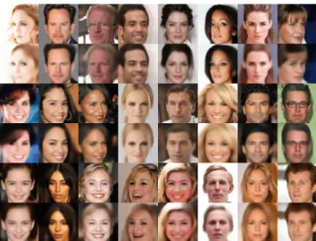 Figure 12: Image encoding and reconstruction for the CelebA dataset. Rows 1, 3, and 5 are the original images taken from CelebA, rows 2, 4, and 6 are the corresponding reconstructed images based on the encoding