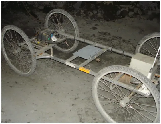 Figure 3.4: Photograph of the scanner attached to a purpose made bracket and fastened to mobile 
