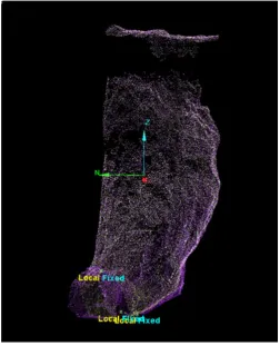 Figure 3.11: Voidworks screen capture of 3597 stope showing matching point pair registration 