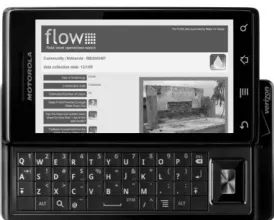 Figure. 1. FLOW status report app running on an Android smartphone (WFP, 2010) 