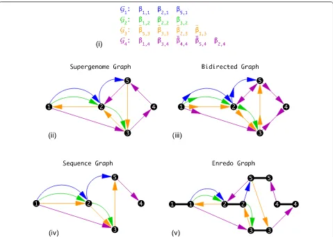 Fig. 3 Comparison of different graph definitions. Consider an alignment comprising of five MSA blocks ( βsimply denoted by edges are displayed in the corresponding color