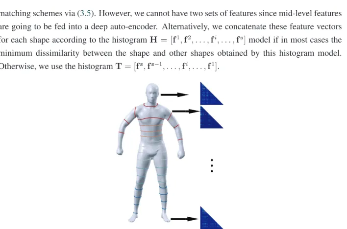 Figure 3.4: Combining intrinsic spatial pyramid matching (ISPM) and shape-aware bag-of-features (SA-BoFs) are extracted for each intrinsic spatial partition.