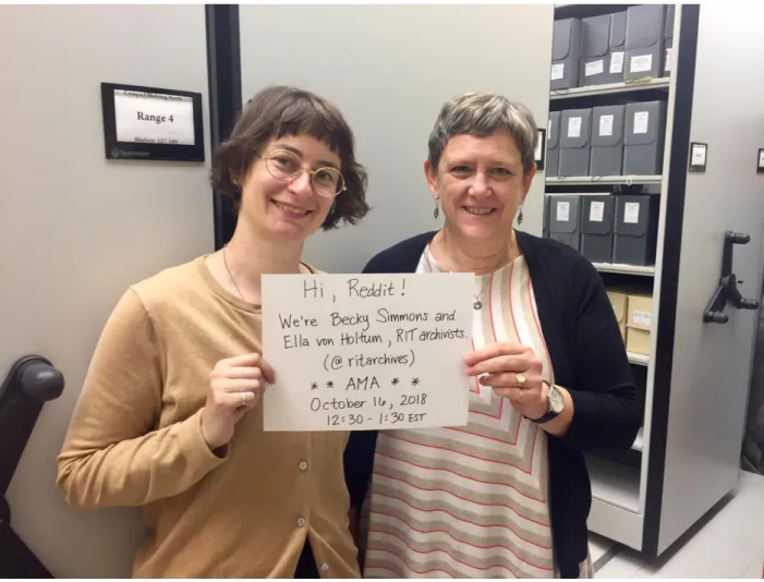 Figure 1. Photo of RIT archivists used as proof of identity in their AMA. 