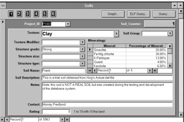 Figure 4  Page one of the main soil form showing classification properties