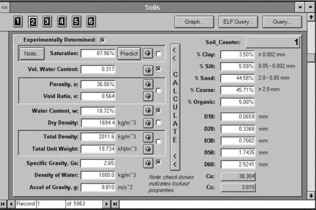 Figure 5  Page two of the main soil form showing volume-mass classification properties