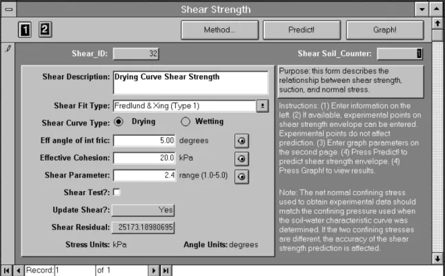Figure 8  Page one of shear strength frame