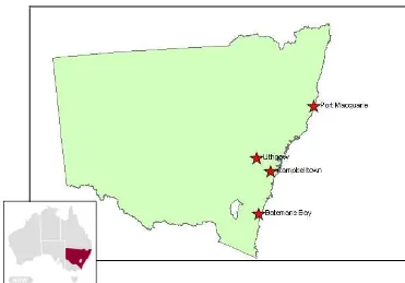 Figure 3.1  New South Wales study sites 