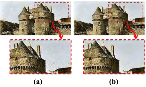 Figure 8: Example of luminance guided image filtering. (a) the original matching result, (b) the result after guided image filtering.