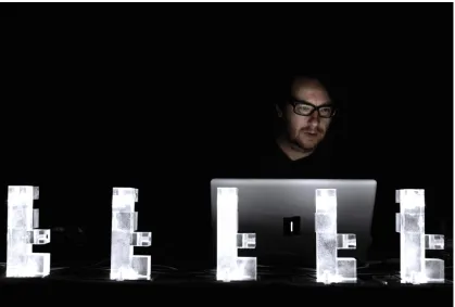 Fig. 1.6.1 Absent object: a first version of the modular visual interface for the work, frequencies (synthetic variations)