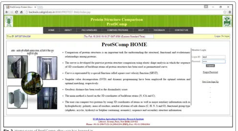 Fig. 2 Home page of ProtSComp after user has logged in
