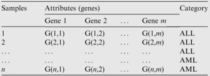 Table 1 Microarray data decision table.