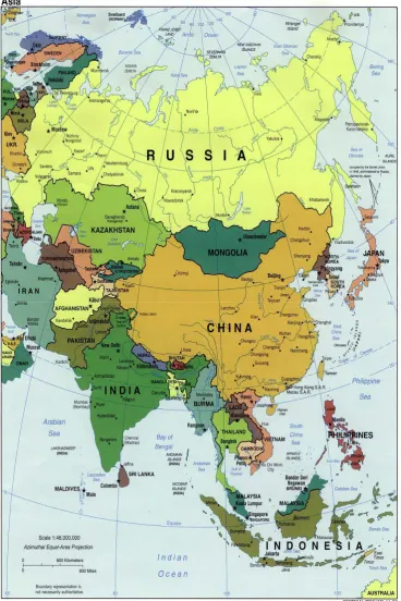 Figure 1.1: China and Peripheral Conflict Zone  (Source: http://www.lib.utexas.edu/maps/middle_east_and_asia/asia_po100.jpg) 