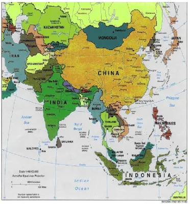 Figure 4.1: China and its conflict-prone periphery. (http://www.lib.utexas.edu/maps/middle_east_and_asia/asia_pol00.jpg) 