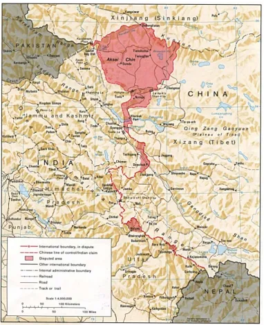 Figure 4.3: Main Sino-Indian Dispute in the Western Sector. (http://www.lib.utexas.edu/maps/middle_east_and_asia/china_indiaw_border_88.jpg) 
