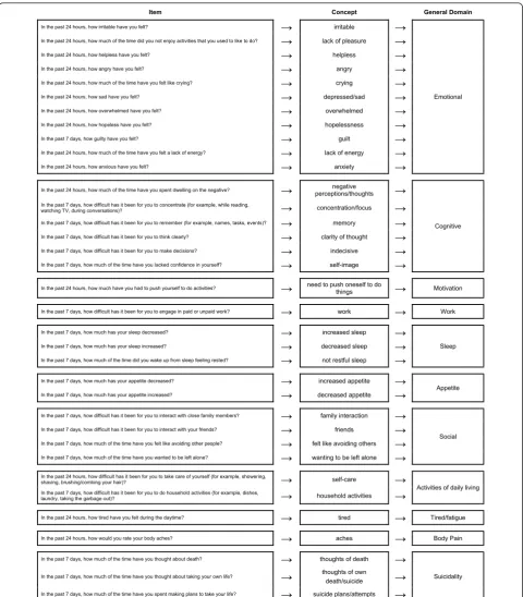 Figure 2 Conceptual Framework of Major Depressive Disorder Patient-Reported Outcome Measure -Daily and Weekly