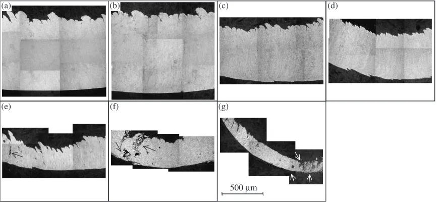 Fig. 8SEM micrographs of cutting tools after machining to 400 m.