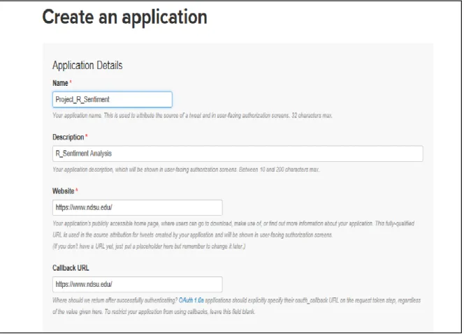 Figure 2.  Create a New Twitter App 