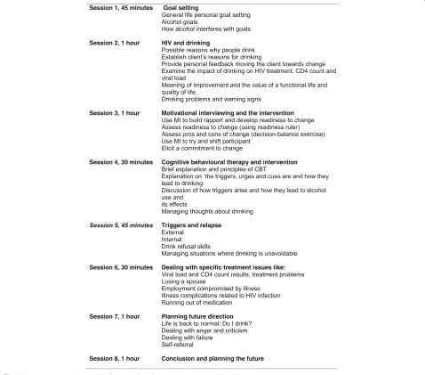 Fig. 2 Intervention sessions, expected time and goals