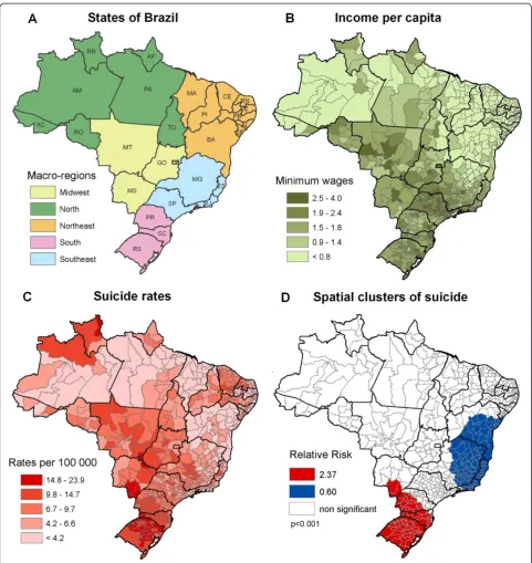 Figure 3 (A) States of Brazil (AC: Acre, AL: Alagoas, AM: Amazonas, AP: Amapá, BA: Bahia, CE: Ceará, DF: Distrito Federal, ES: EspíritoSanto, GO: Goiás, MA: Maranhão, MG: Minas, MS: Mato Grosso do Sul, MT: Mato Grosso, PA: Pará, PB: Paraíba, PE: Pernambuco