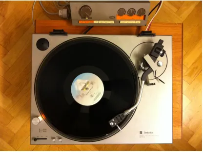 Figure 1.1: My first true instrument. Note the loudspeaker lying flat on its side with the turntable sitting directly on top
