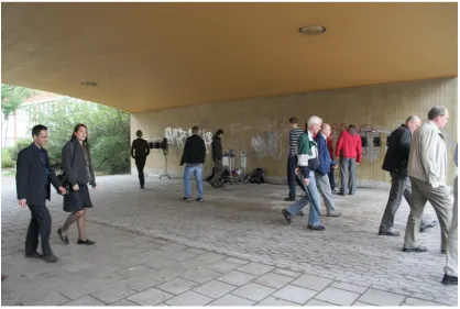 Figure 2.4 - By-passers interacting with Sound Inserts at one its sites. 
