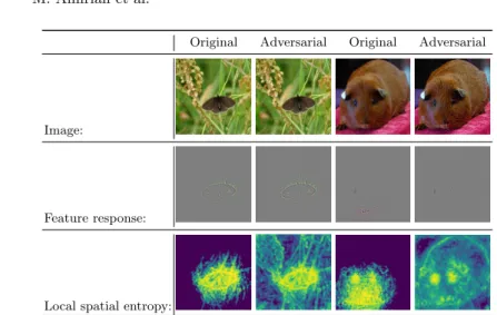 Figure 2. Original and adversarially perturbed images from the ImageNet dataset [7], with attacks being clearly visible in entropy space but not yet in image space.