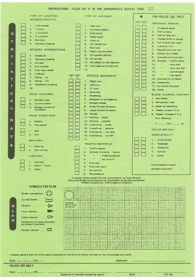 Figure 2.1: Appropriate Road Crash Report Form 