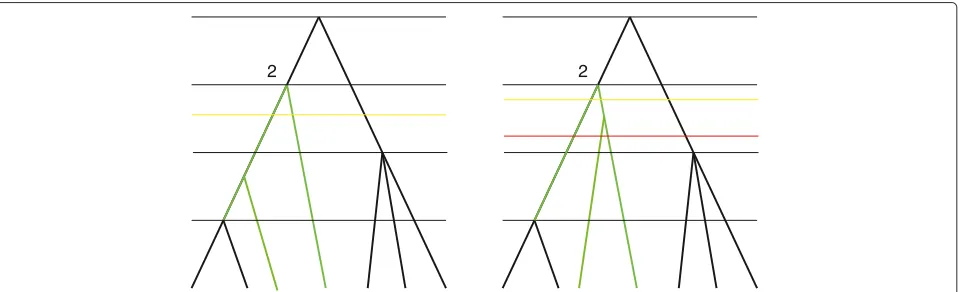Figure 6 Defining matricesways to draw a horizontal line. The yellow lines correspond to the minimal number of intersections and the red line, to maximal