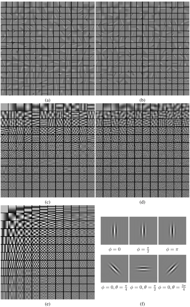 Figure 3.8: Dictionaries and principle components obtained from two sets of image data