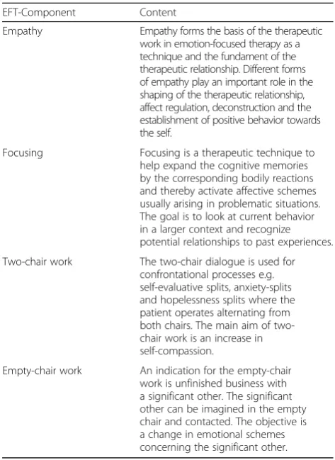 Table 1 Content of the emotion-focused components