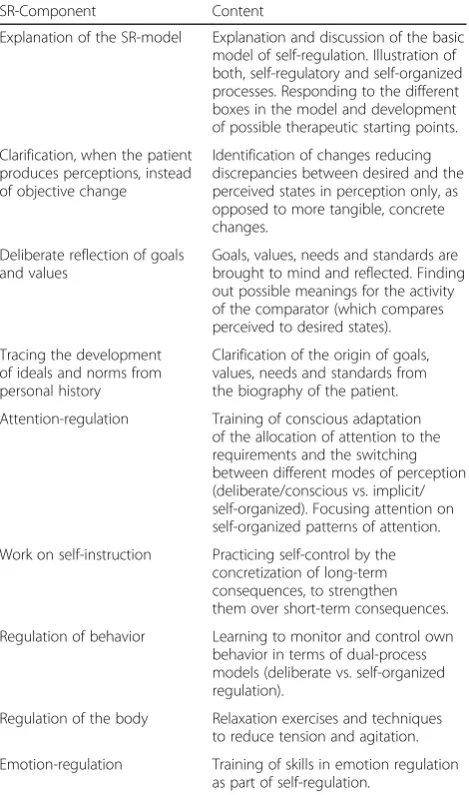 Table 2 Content of the self-regulation components