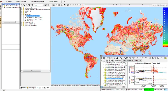 Figure 13: Runoff output of the Global Flood Forecasting Information System (GLOFFIS) W3RA model  in the Delft-FEWS forecast platform interface