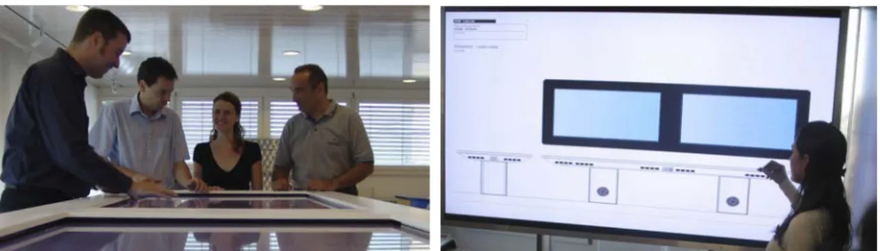 Figure 1. First experiments with touch table and touch board (right figure). 