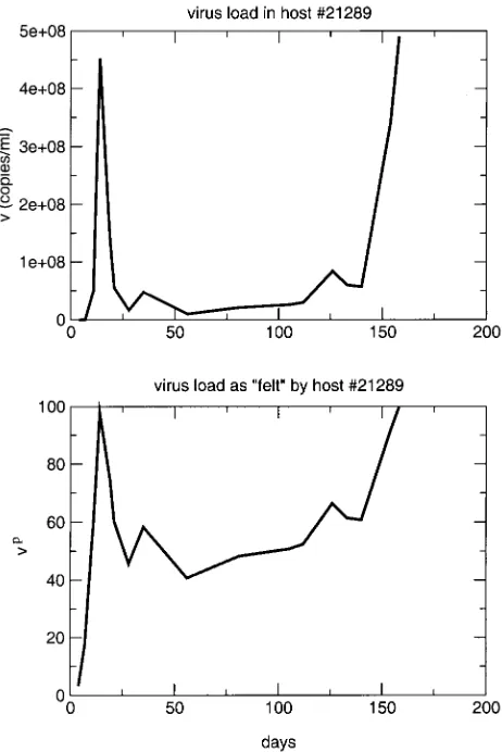 FIG. 3. Virus load in and as felt by host 21289 according to ouranalysis.