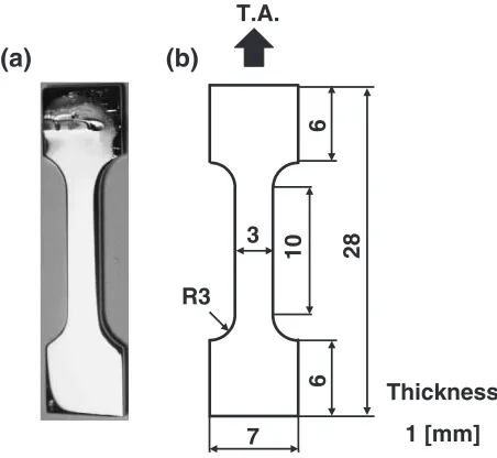 Fig. 1Ni3Fe single-crystal sample for tensile deformation.