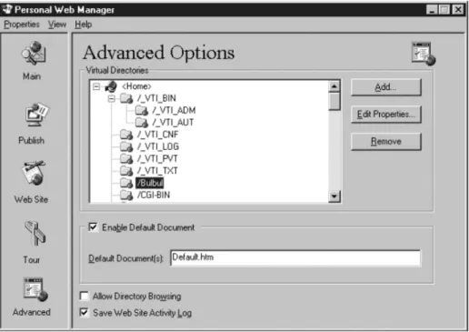 Figure 2-6. The virtual directories in the Personal Web Manager