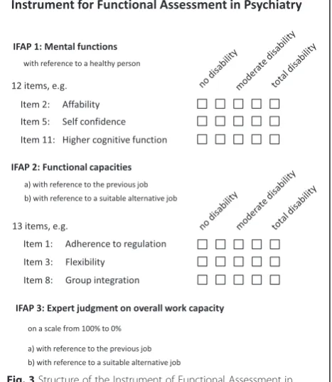 Fig. 2 Functional evaluation integrated in the conventional psychiatric assessment which is performed according to the personal routine of thepsychiatric expert