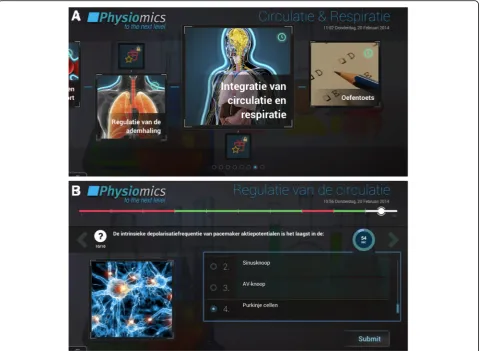 Fig. 1 Screenshots of the app adopted by the students. a represents an overview of some of the topics that were covered in the 4-week course.b is one of the 10 questions related to a specific topic