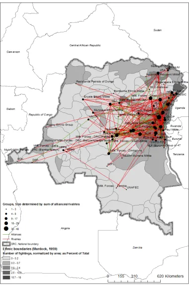 Figure 9: Alliance and rivalry networks and …ghting in the DRC