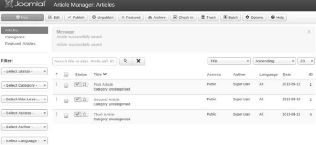 Figure 5.3  Article Manager with three articles added