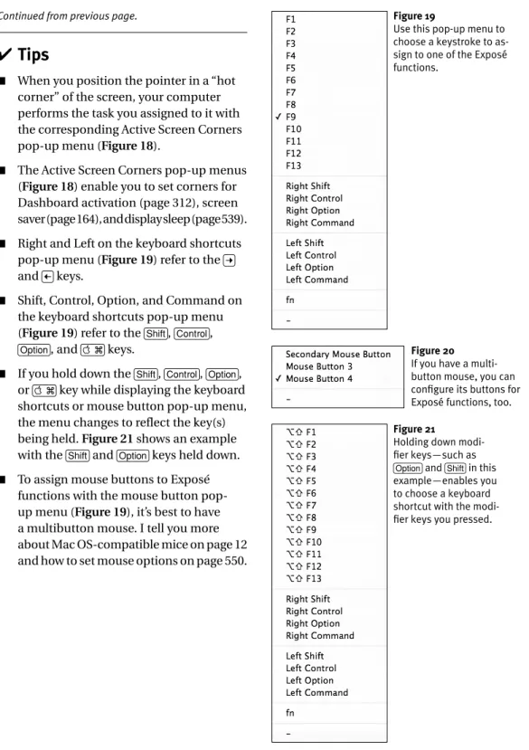 Figure 20  If you have a  multi-button mouse, you can  configure its buttons for  Exposé functions, too.