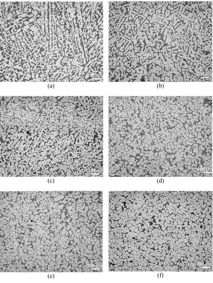Fig. 5.  Evolved microstructures produced after partial remelting and isothermal holding at 580°C for 15 minutes
