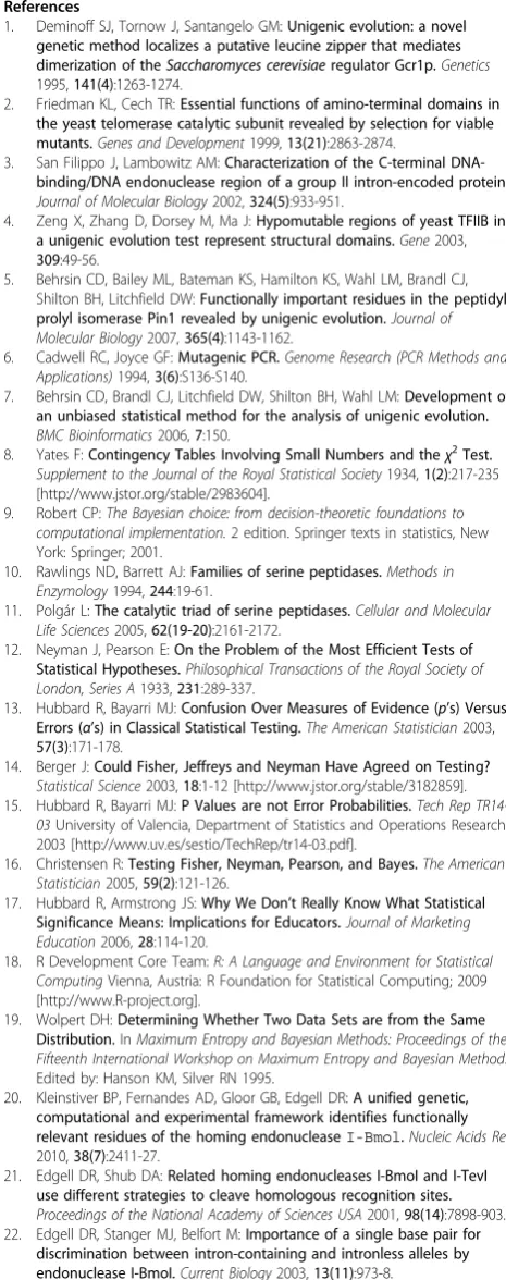 Table 1. Of particular importance is the wide range of ‘Pr(NS)’, the