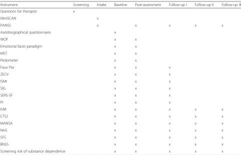 Table 1 Overview of assessments