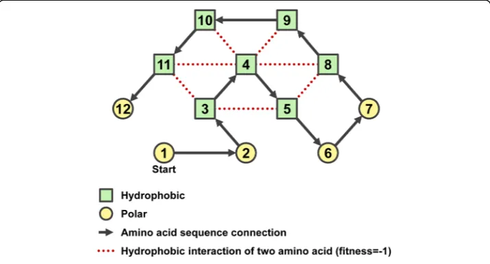 Fig. 3 Illustration of the best fit obtained from the 2D-HP-model