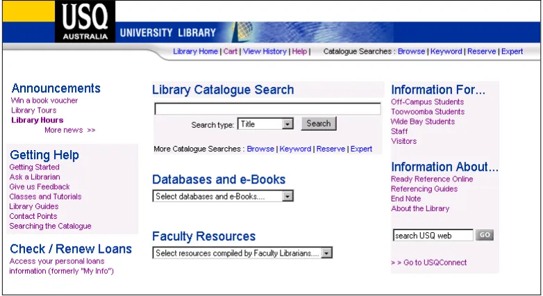 Figure 5: The new USQ Home Page 