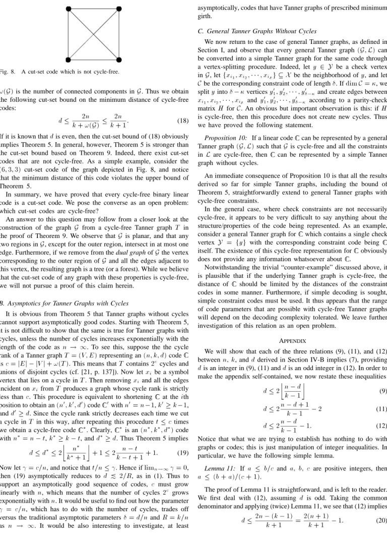 Fig. 8. A cut-set code which is not cycle-free.